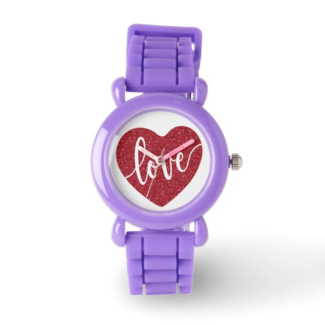 Red Glitter Love Heart |  Valentine's Watch (Front)