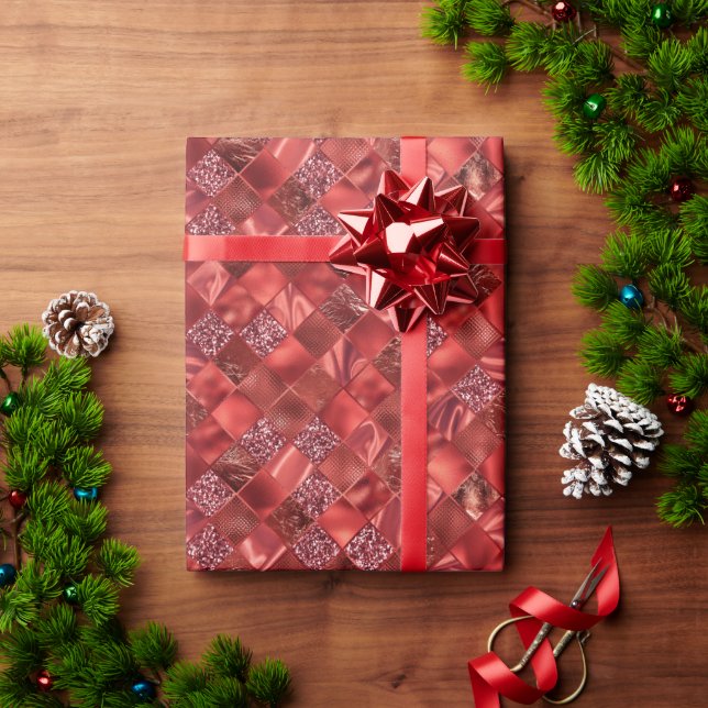Red Glitter Metallic Shiny Holiday Christmas Wrapping Paper (Holiday Gift)
