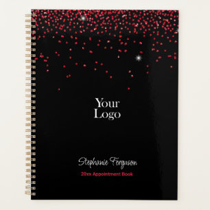 Red Glitter on Black Background Weekly Monthly Planner