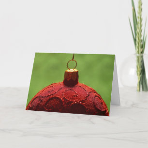 Red Glitter Ornament Christmas Card