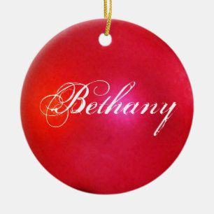 Red Glitter Personalised Holiday Ceramic Tree Decoration