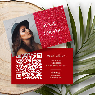 Red Glitter   Photo   Social Media   QR Code   Business Card