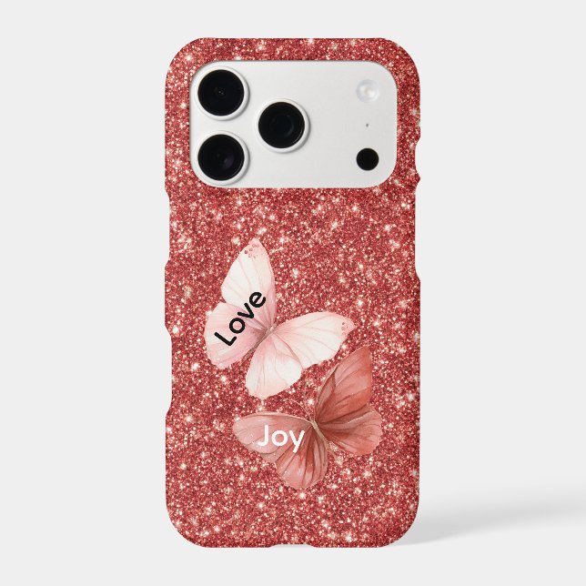 Red Glitter Pink Love Joy Butterflies (Back)