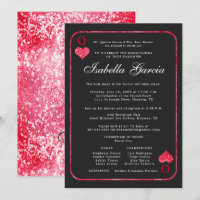 Red Glitter Playing Card | Las Vegas Quinceañera