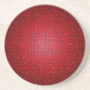 Red Glitter Sequin Disco Glitz Pattern Coasters