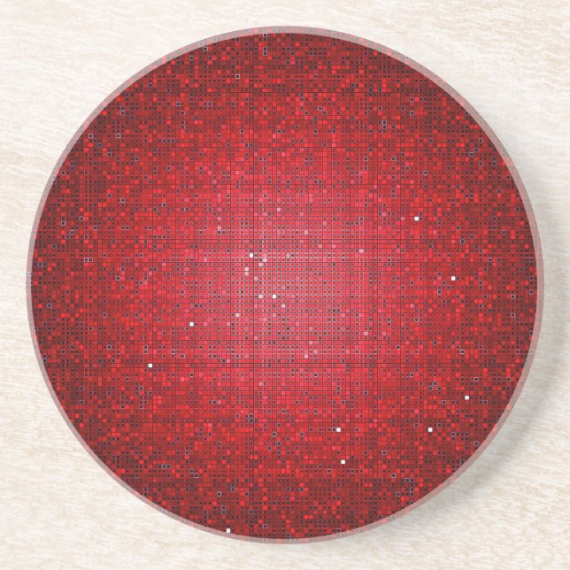 Red Glitter Sequin Disco Glitz Pattern Coasters (Front)