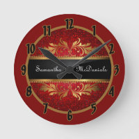Red Glitter Sequin Disco Personalised Clock