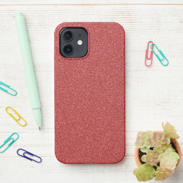Red Glitter, Sparkle, Glitter Background iPhone Case (On Desk)