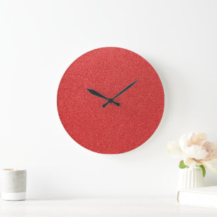 Red Glitter, Sparkle, Glitter Background Large Clock