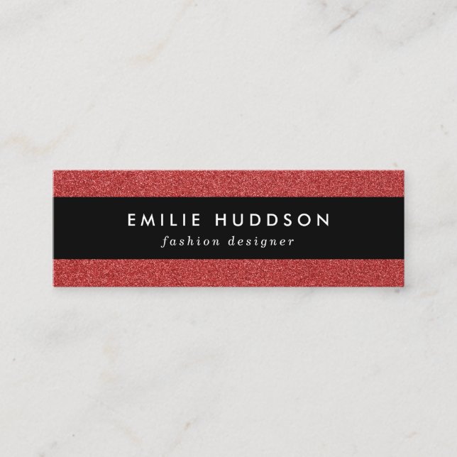 Red Glitter, Sparkle, Glitter Background Mini Business Card (Front)