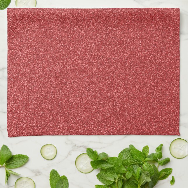 Red Glitter, Sparkle, Glitter Background Tea Towel (Folded)