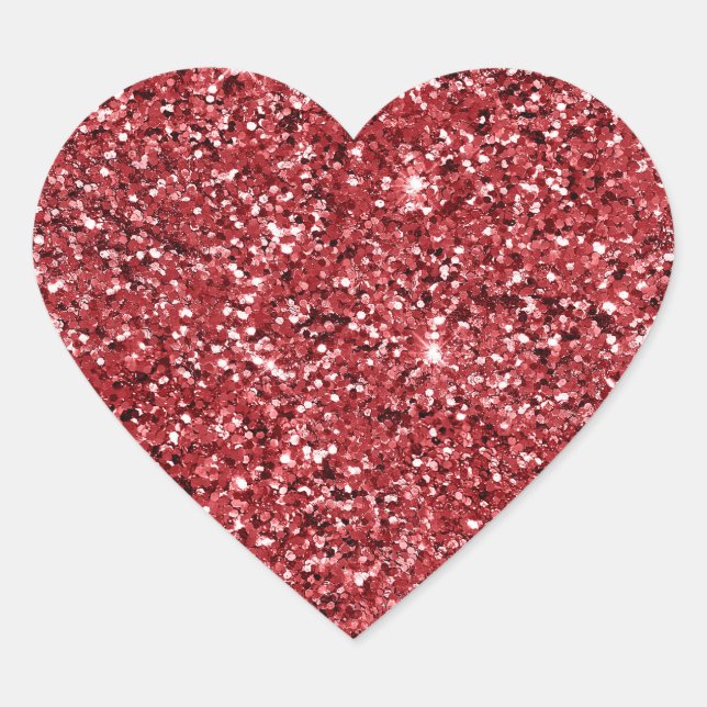 Red Glitter Sparkle   Heart Sticker (Front)