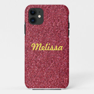 Red glitter sparkle with your name iPhone 11 case