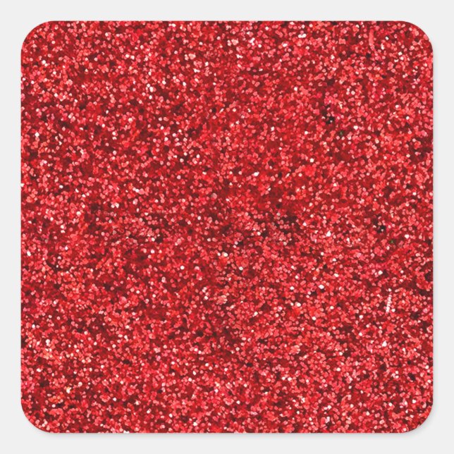 Red Glitter Square Sticker (Front)