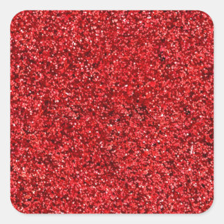Red Glitter Square Sticker