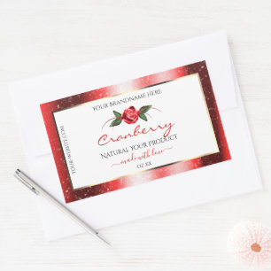 Red Glitter Stars White Product Labels Rose Flower