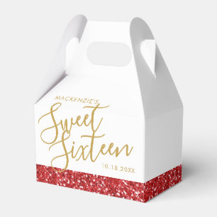 Red Glitter Sweet 16 Personalised Favour Box