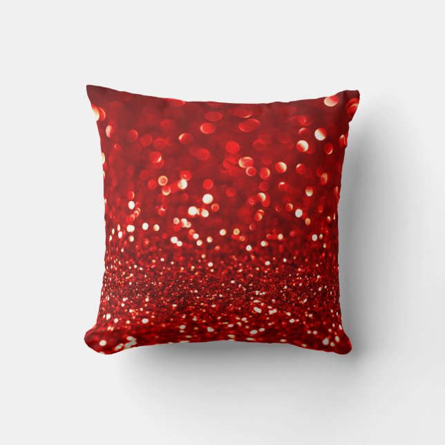Red Glitter Throw Pillow (Front)