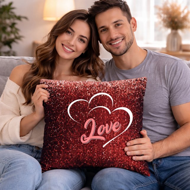 Red Glitter Valentine’s Day Decorative Cushion (Creator Uploaded)