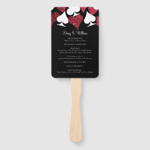 Red Glitter Vegas Wedding Program Fan