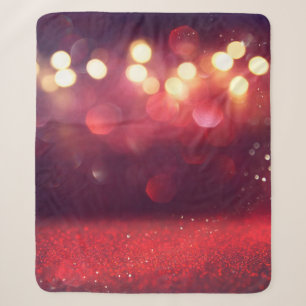 Red glitter vintage lights background. defocusedba sherpa blanket