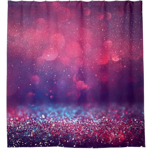 Red glitter vintage lights background. shower curtain (Front)
