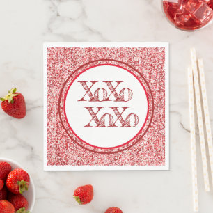 Red Glitter XOXO Napkin