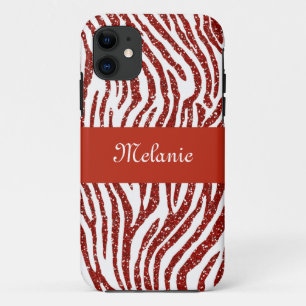 Red Glitter Zebra Monogram iPhone Case-Mate iPhone Case