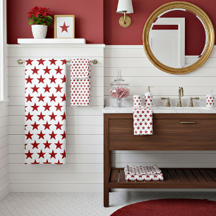 Red glitters stars bath towel set