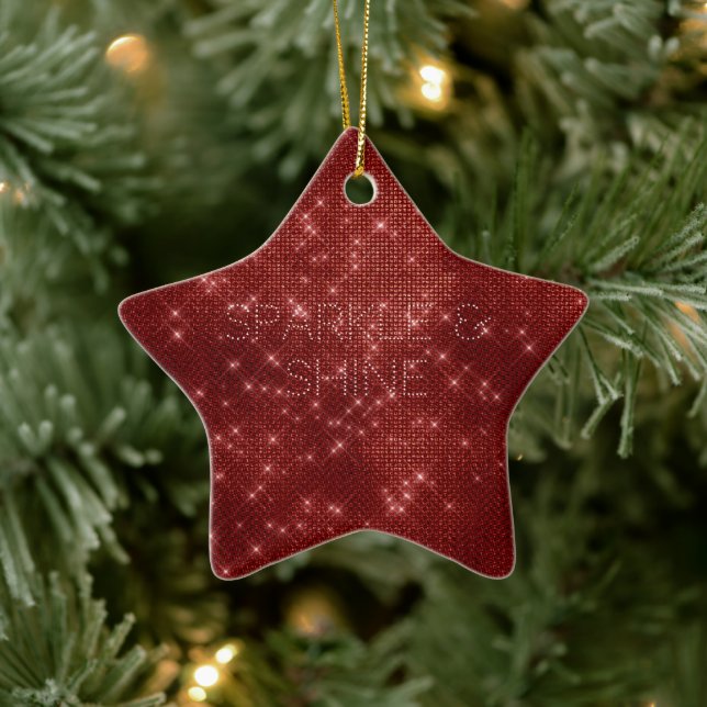 Red Glitzy Chic Glam Sparkle Ceramic Tree Decoration (Tree)