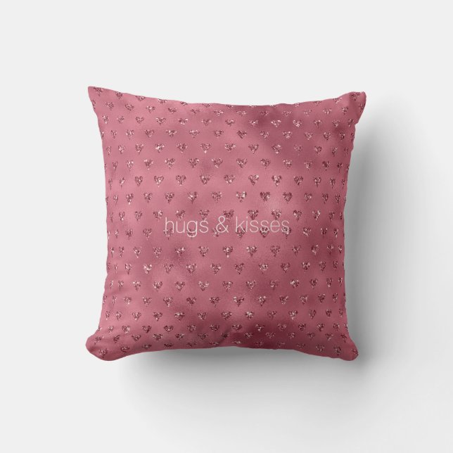 Red Glitzy Glitter Hearts Cushion (Front)