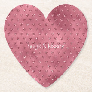 Red Glitzy Glitter Hearts Paper Coaster