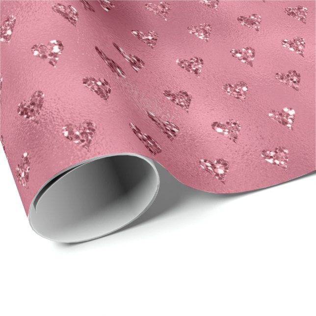 Red Glitzy Glitter Hearts Wrapping Paper (Roll Corner)