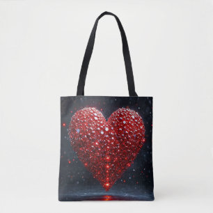 Red glossy heart tote bag