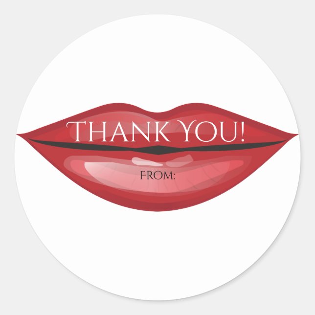 Red Glossy Lips Kiss Chic Modern Glam Beauty Classic Round Sticker (Front)