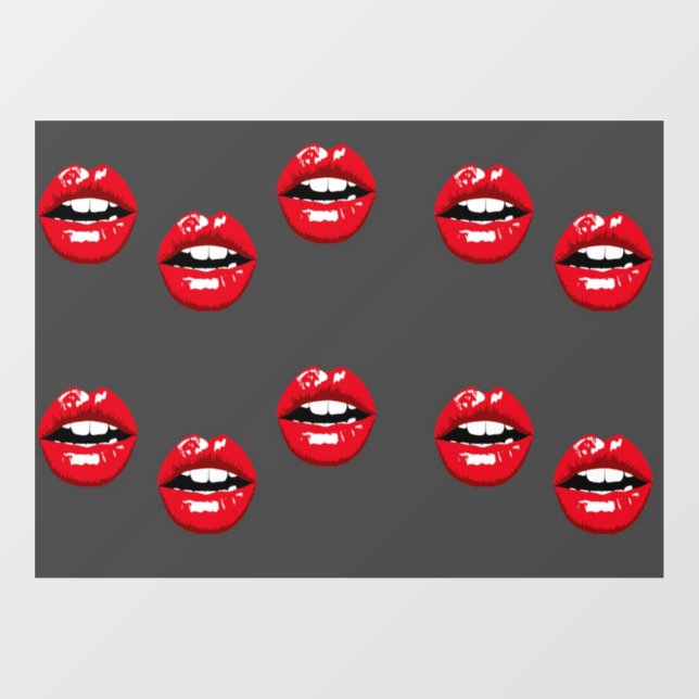 Red glossy lips on grey (Sheet)