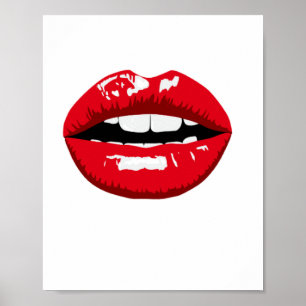Red glossy lips poster