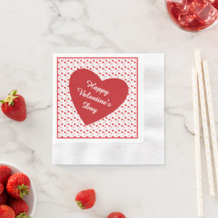 Red glossy passion hearts, cute romantic pattern napkin