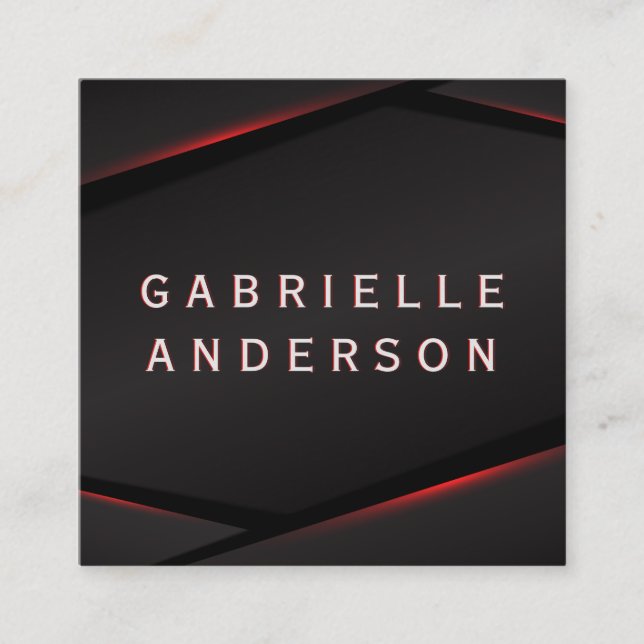 Red Glow Abstract Background Square Business Card (Front)