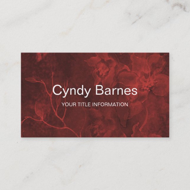 Red Glowing Floral Watercolor Business Card (Front)