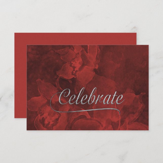 Red Glowing Flowers Bat Mitzvah Response Card (Front/Back)