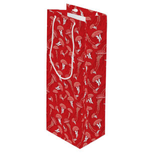 red glowing jelly fish pattern wine gift bag