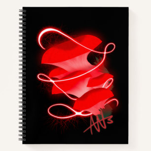 Red Glowing Mushroom Spiral Notebook