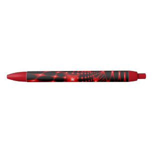 Red glowing net fractal black ink pen