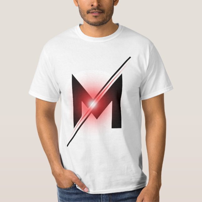 Red Glowing Slash Letter M Monogram T-Shirt (Front)