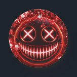 Red Glowing Smiling Face Cinders Halloween Party Paper Plate<br><div class="desc">Customise with any text. Matching items are available.</div>