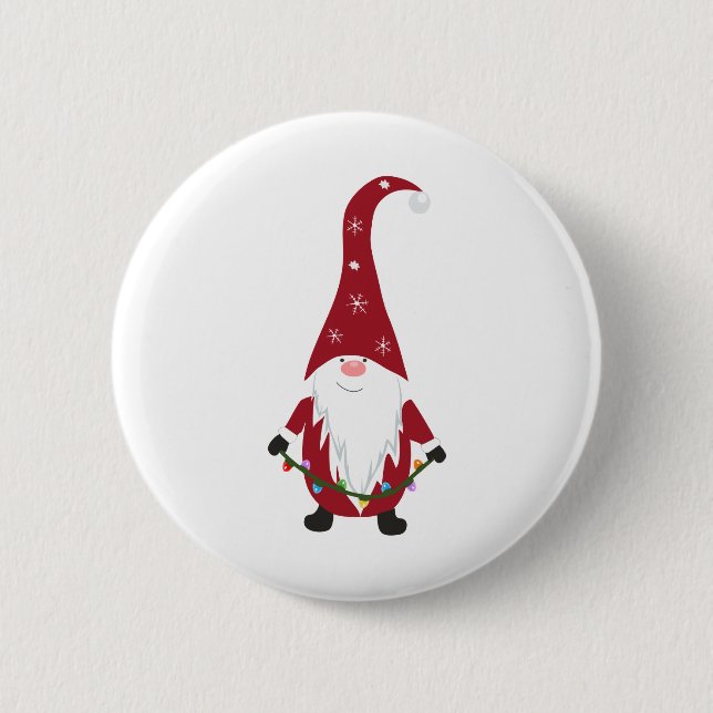 Red gnome 6 cm round badge (Front)