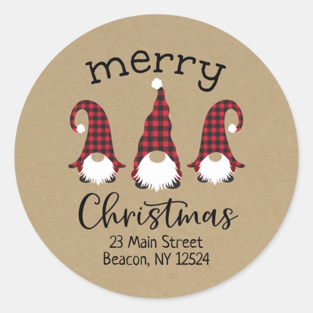 Red Gnome Christmas Return Address Label (Front)