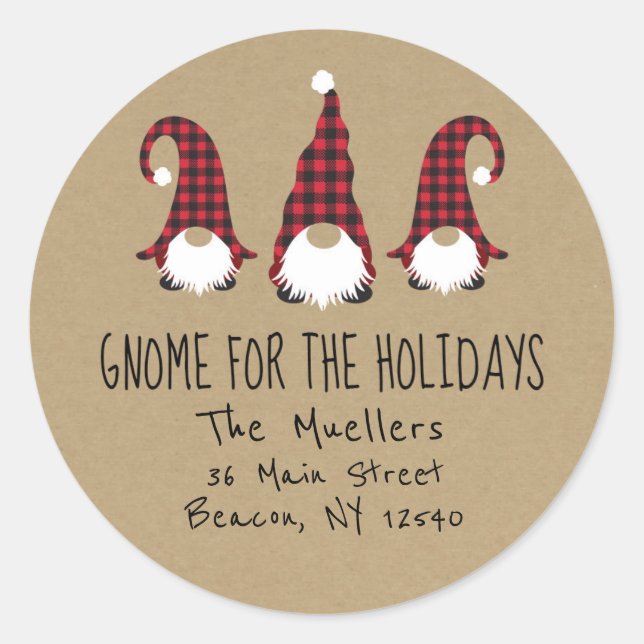 Red Gnome For The Holidays Return Address Label (Front)