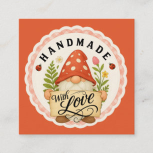Red Gnome Handmade With Love Small Business Enclosure Card